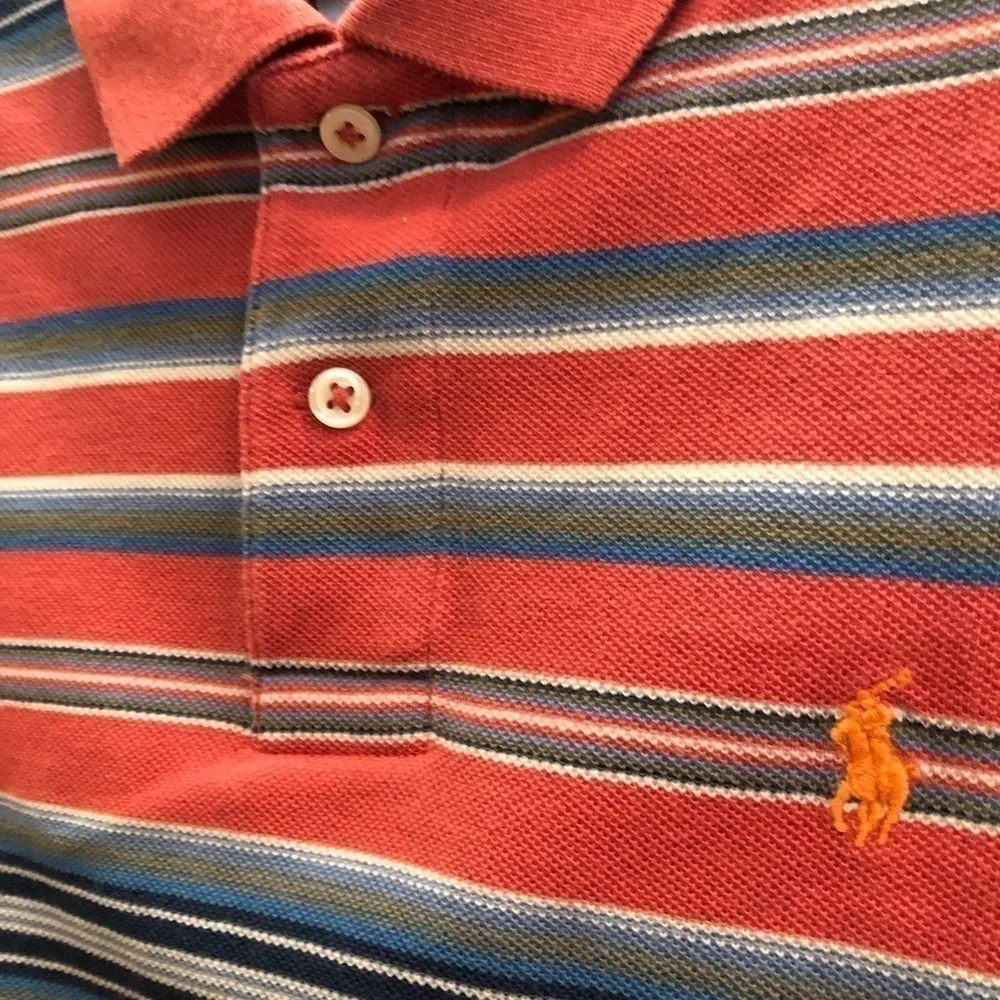 𝅺POLO Ralph Lauren Collared‎ short sleeve striped  shirt Boys size L 14 -16